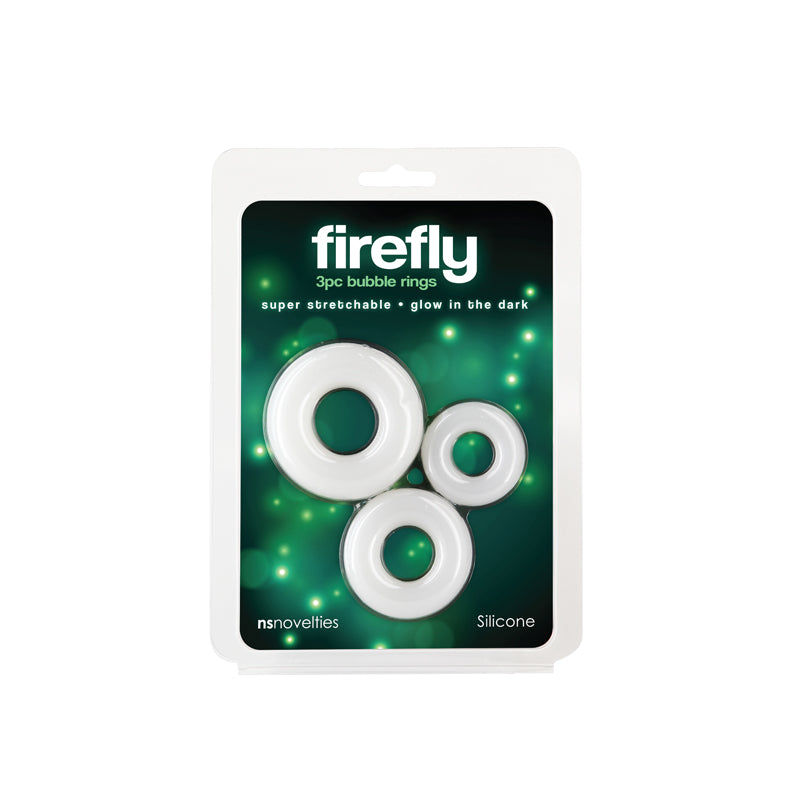 Firefly - 3pc Bubble Rings - White - Glow in Dark Cock Rings - Set of 3 Sizes NS Novelties