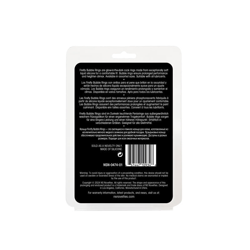 Firefly - 3pc Bubble Rings - White - Glow in Dark Cock Rings - Set of 3 Sizes NS Novelties