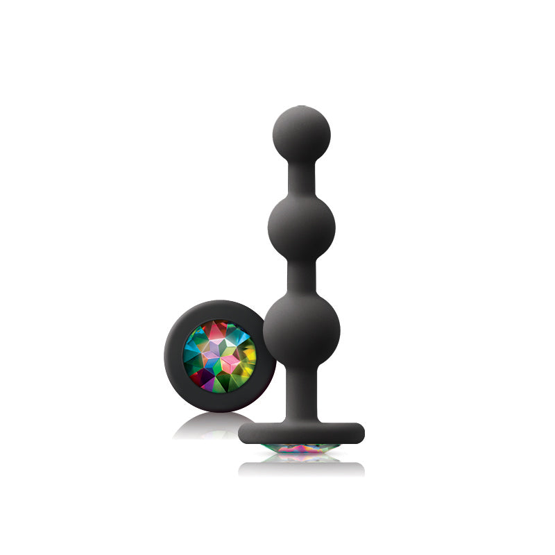 Glams Ripple - Rainbow Gem - Black - Black 11.4 cm Butt Plug with Rainbow Gem Base NS Novelties
