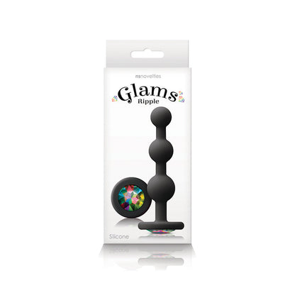 Glams Ripple - Rainbow Gem - Black - Black 11.4 cm Butt Plug with Rainbow Gem Base NS Novelties