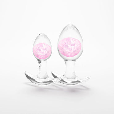 Glams Cosmic 2pc Kit - Pink - Clear/Pink Butt Plugs - Set of 2 Sizes NS Novelties
