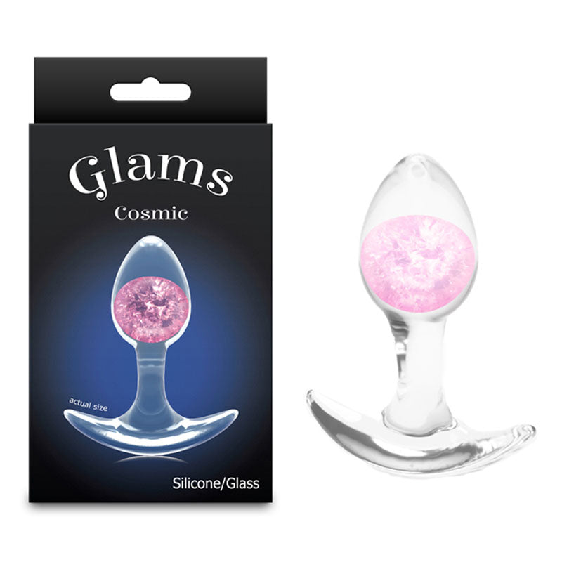 Glams Cosmic - Small - Pink - Clear/Pink 8.1 cm Small Butt Plug NS Novelties