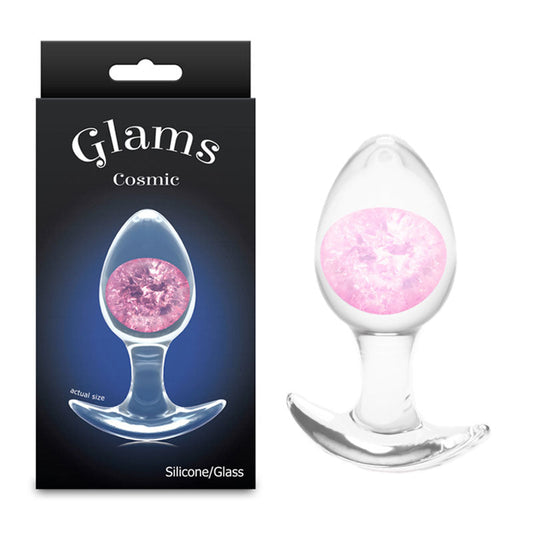 Glams Cosmic - Medium - Pink - Clear/Pink 9.5 cm Small Butt Plug NS Novelties