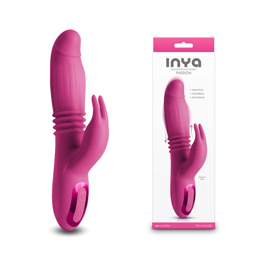 INYA Passion - Pink - Pink 22.2 cm USB Rechargeable Thrusting Rabbit Vibrator Pink - Club X