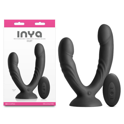 INYA Duet - Black - Black USB Rechargeable Vibrating Double Dildo with Wireless Remote NS Novelties