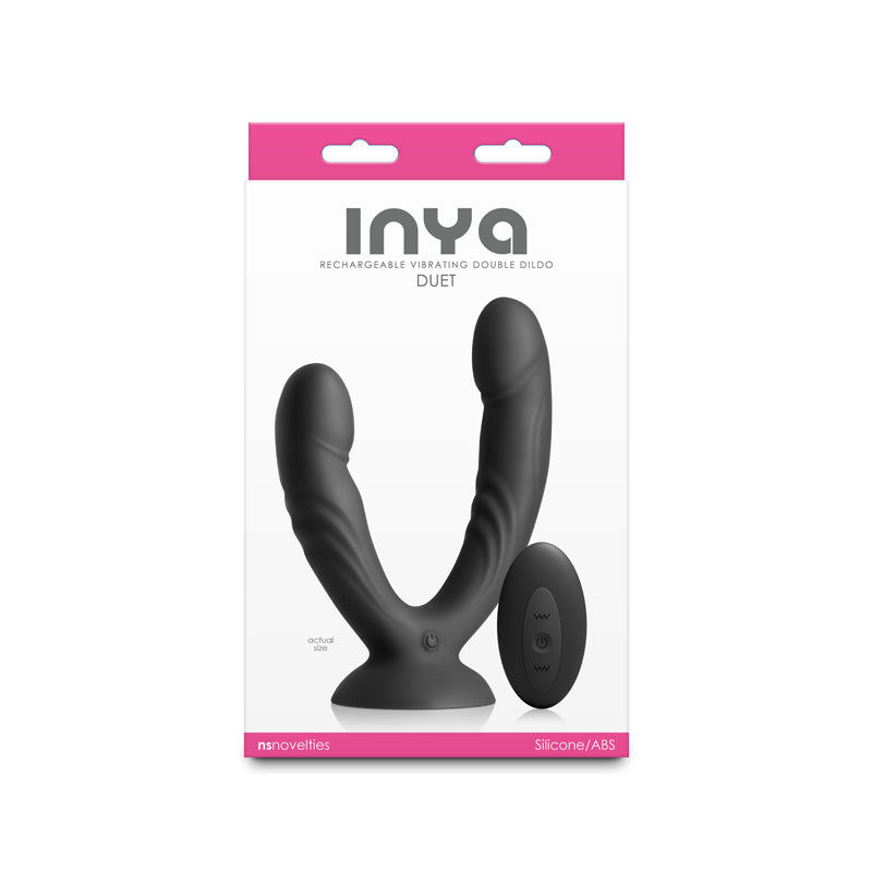 INYA Duet - Black - Black USB Rechargeable Vibrating Double Dildo with Wireless Remote NS Novelties