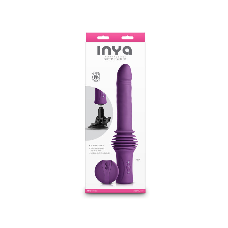 INYA Super Stroker - Purple - Purple 36.8 cm USB Rechargeable Thrusting Vibrator with Remote Control & Stand NS Novelties