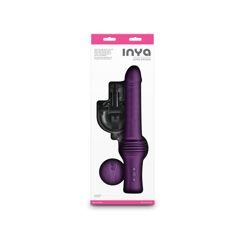 INYA Super Stroker - Purple - Purple 36.8 cm USB Rechargeable Thrusting Vibrator with Remote Control & Stand NS Novelties