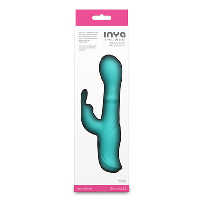 INYA Cyberluxe - Aqua - Aqua 18 cm USB Rechargeable Rabbit Vibrator with Sliding Ring Shaft NS Novelties