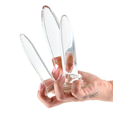 Crystal - 3pc Trainer Kit - Clear - Clear Glass Anal Plugs - Set of 3 Sizes NS Novelties