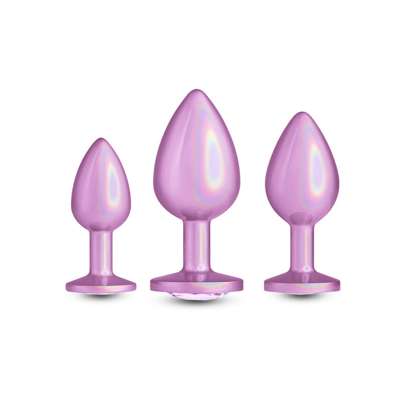 Rear Assets Trainer Kit - Iridescent Pink - Iridescent Pink Metallic Butt Plugs - Set of 3 Sizes NS Novelties