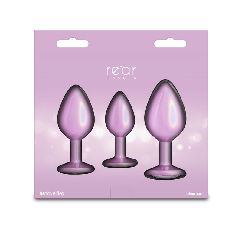 Rear Assets Trainer Kit - Iridescent Pink - Iridescent Pink Metallic Butt Plugs - Set of 3 Sizes NS Novelties