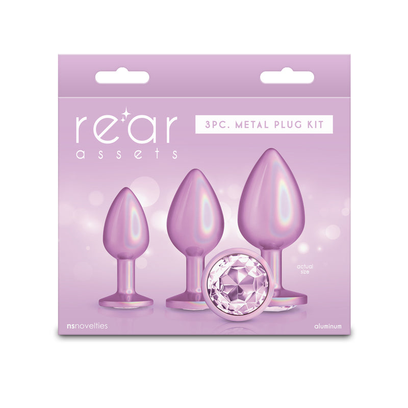 Rear Assets Trainer Kit - Iridescent Pink - Iridescent Pink Metallic Butt Plugs - Set of 3 Sizes NS Novelties