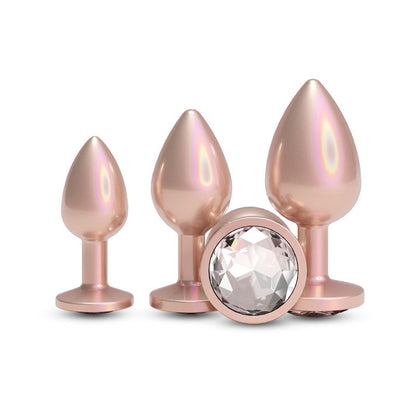 Rear Assets Trainer Kit - Iridescent Champagne - Iridescent Champagne Metallic Butt Plugs - Set of 3 Sizes NS Novelties