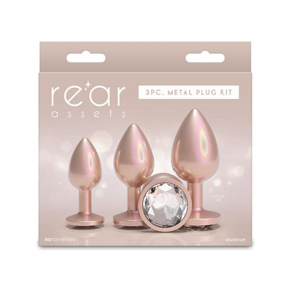 Rear Assets Trainer Kit - Iridescent Champagne - Iridescent Champagne Metallic Butt Plugs - Set of 3 Sizes NS Novelties