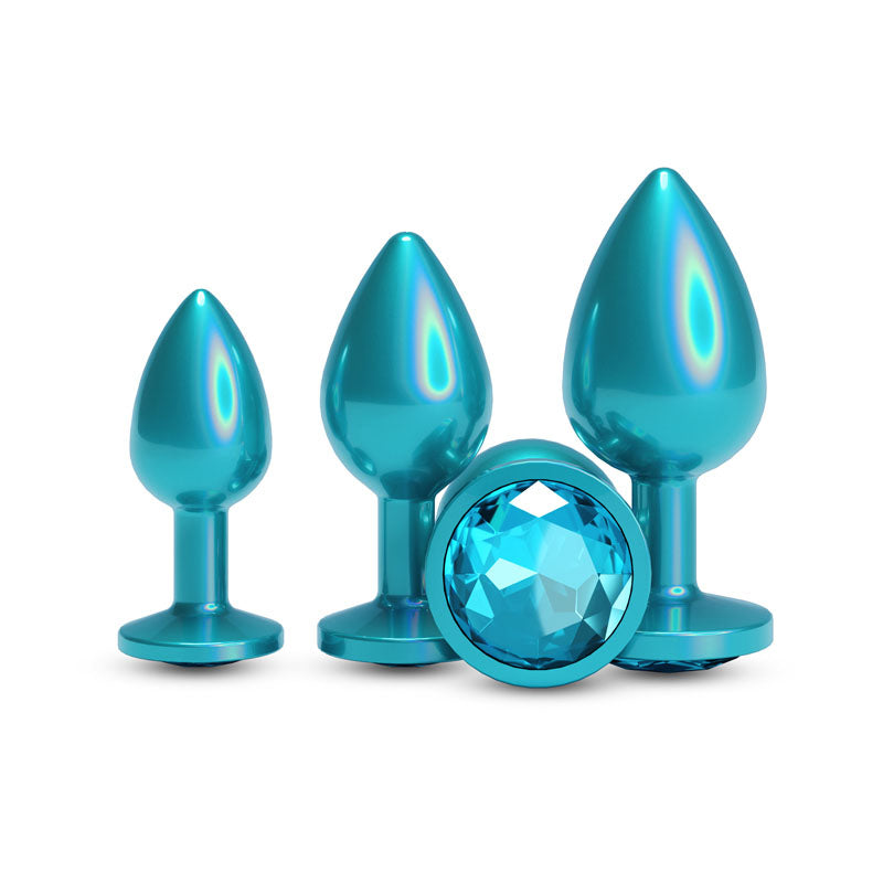 Rear Assets Trainer Kit - Iridescent Teal - Iridescent Teal Metallic Butt Plugs - Set of 3 Sizes NS Novelties