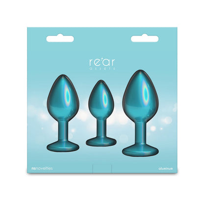 Rear Assets Trainer Kit - Iridescent Teal - Iridescent Teal Metallic Butt Plugs - Set of 3 Sizes NS Novelties