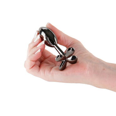 Rear Assets Clover - Gunmetal - Gunmetal 9.2 cm Metallic Butt Plug NS Novelties