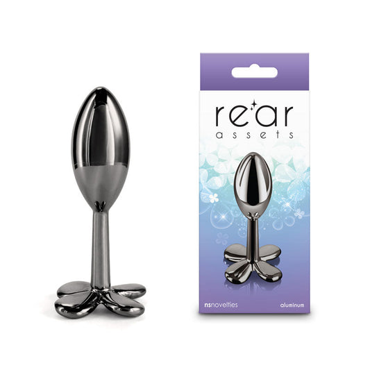 Rear Assets Clover - Gunmetal - Gunmetal 9.2 cm Metallic Butt Plug NS Novelties