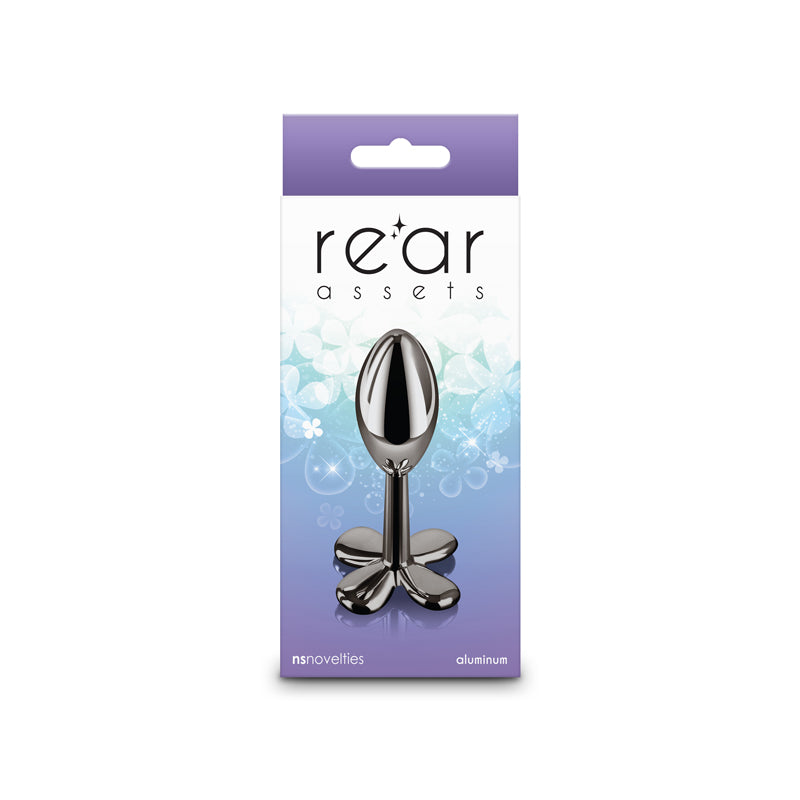 Rear Assets Clover - Gunmetal - Gunmetal 9.2 cm Metallic Butt Plug NS Novelties