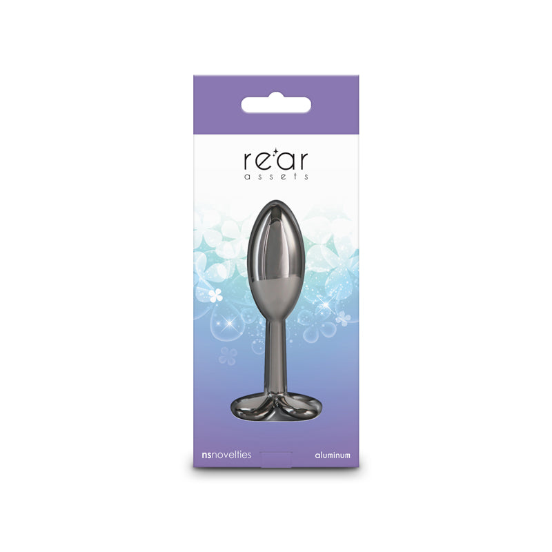 Rear Assets Clover - Gunmetal - Gunmetal 9.2 cm Metallic Butt Plug NS Novelties