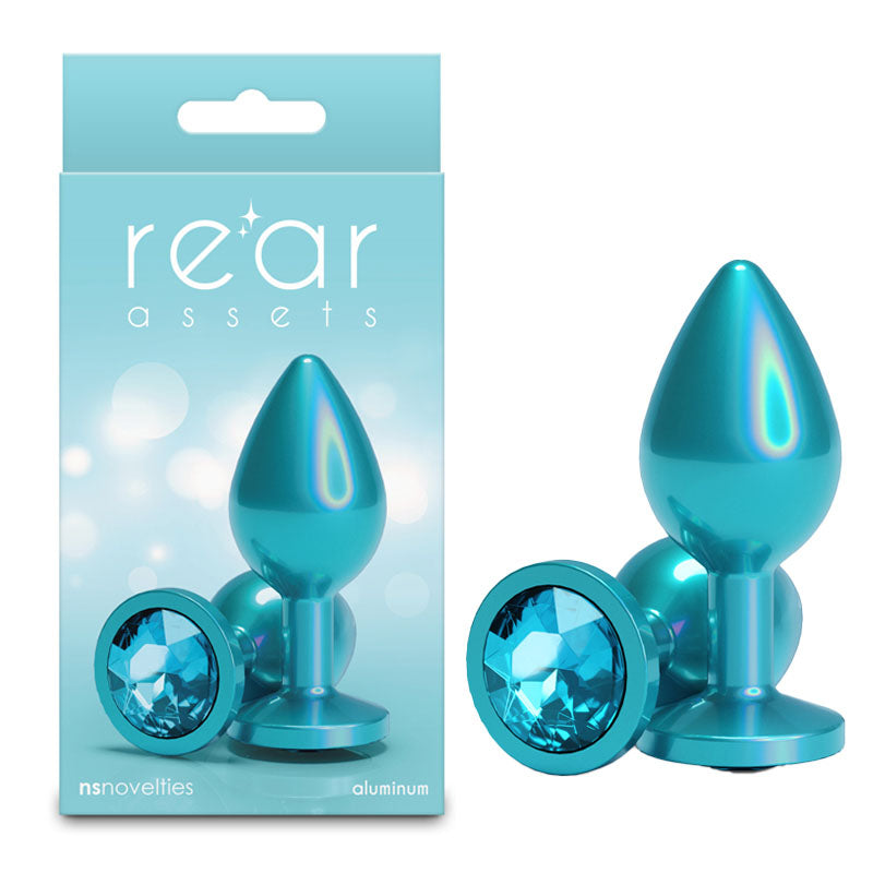 Rear Assets Iridescent - Medium - Teal - Iridescent Teal 8.2 cm Medium Butt Plug NS Novelties