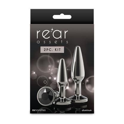 Rear Assets Tapered Trainer Kit - Gunmetal - Gunmetal Grey Metal Butt Plugs - Set of 2 Sizes NS Novelties
