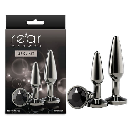 Rear Assets Tapered Trainer Kit - Gunmetal - Gunmetal Grey Metal Butt Plugs - Set of 2 Sizes NS Novelties