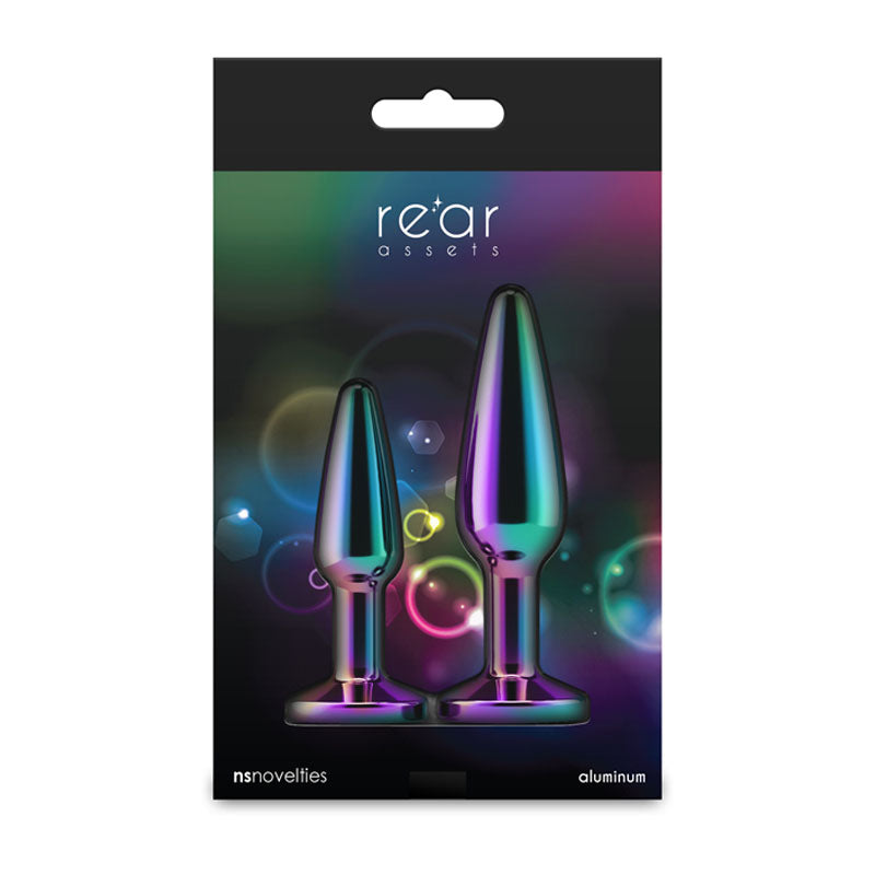 Rear Assets Tapered Trainer Kit - Multicolour - Multicoloured Metal Butt Plugs - Set of 2 Sizes NS Novelties