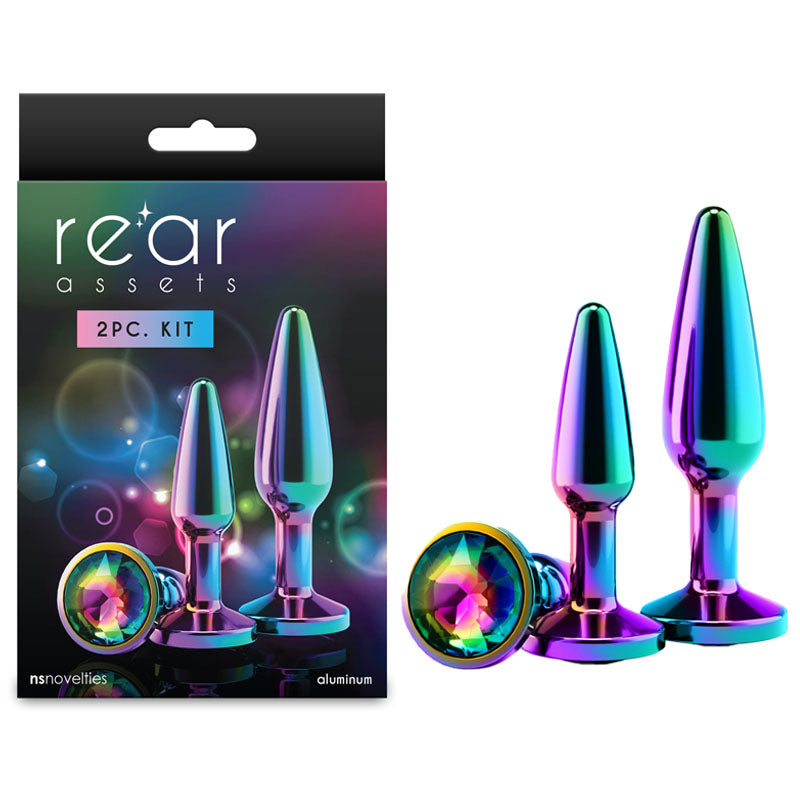 Rear Assets Tapered Trainer Kit - Multicolour - Multicoloured Metal Butt Plugs - Set of 2 Sizes NS Novelties