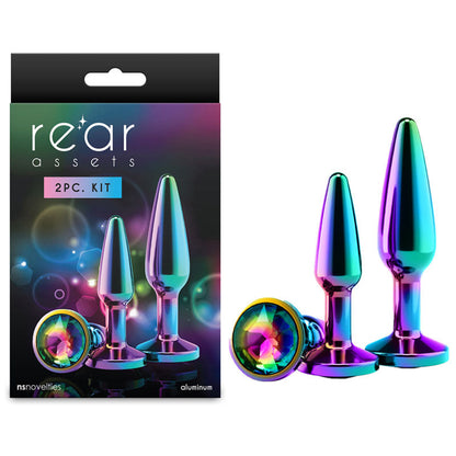 Rear Assets Tapered Trainer Kit - Multicolour - Multicoloured Metal Butt Plugs - Set of 2 Sizes NS Novelties