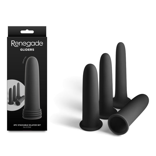 Renegade Gliders - Black - Black Anal Dilators - Set of 4 NS Novelties
