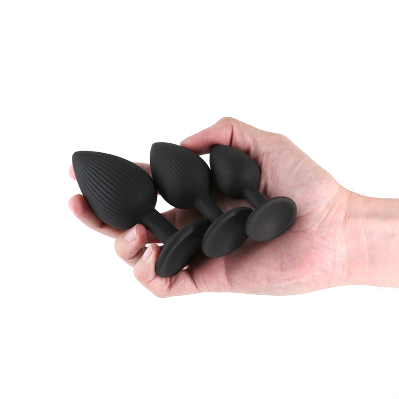 Renegade Triple Ace Kit - Black - Black Butt Plugs - Set of 3 Sizes NS Novelties