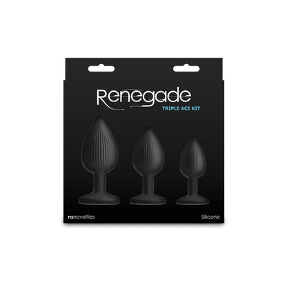 Renegade Triple Ace Kit - Black - Black Butt Plugs - Set of 3 Sizes NS Novelties