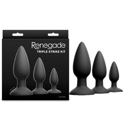 Renegade Triple Strike Kit - Black - Black Butt Plugs - Set of 3 Sizes NS Novelties