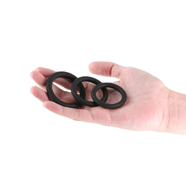 Renegade 3pc Slim Rings - Black - Black Cock Rings - Set of 3 Sizes NS Novelties