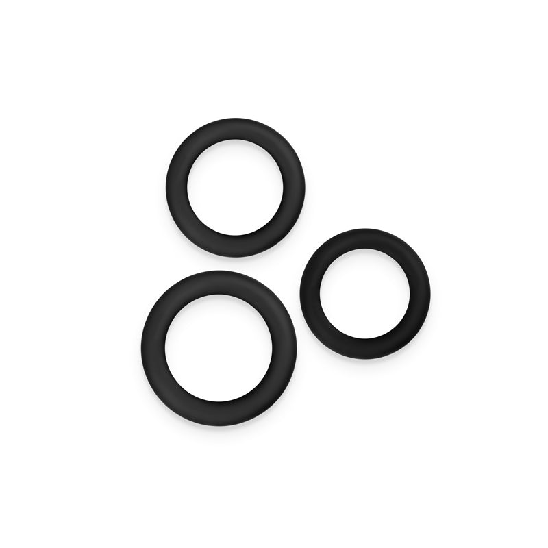 Renegade 3pc Slim Rings - Black - Black Cock Rings - Set of 3 Sizes NS Novelties
