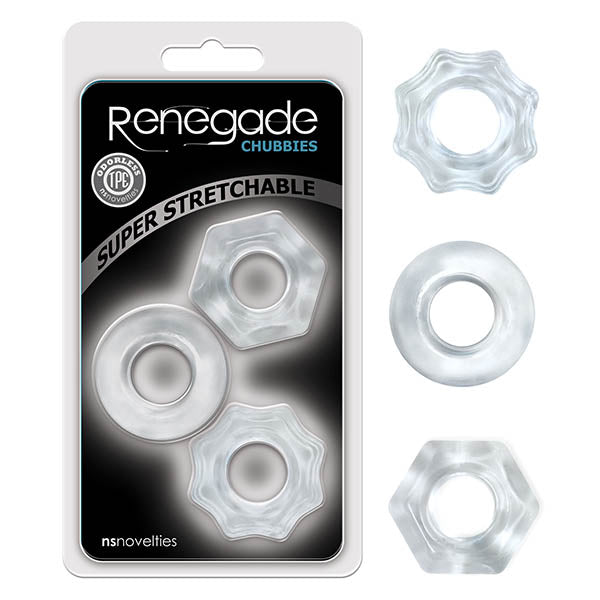 Renegade Chubbies - Clear Cock Rings - Set of 3 Ns Novelties