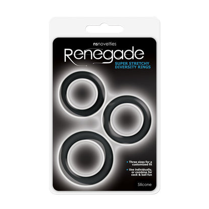 Renegade Diversity Rings - Black Cock Rings - Set of 3 Sizes NS Novelties