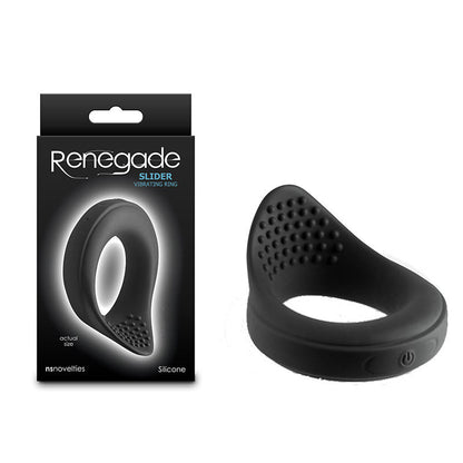 Renegade Slider - Black - Black USB Rechargeable Vibrating Cock Ring NS Novelties