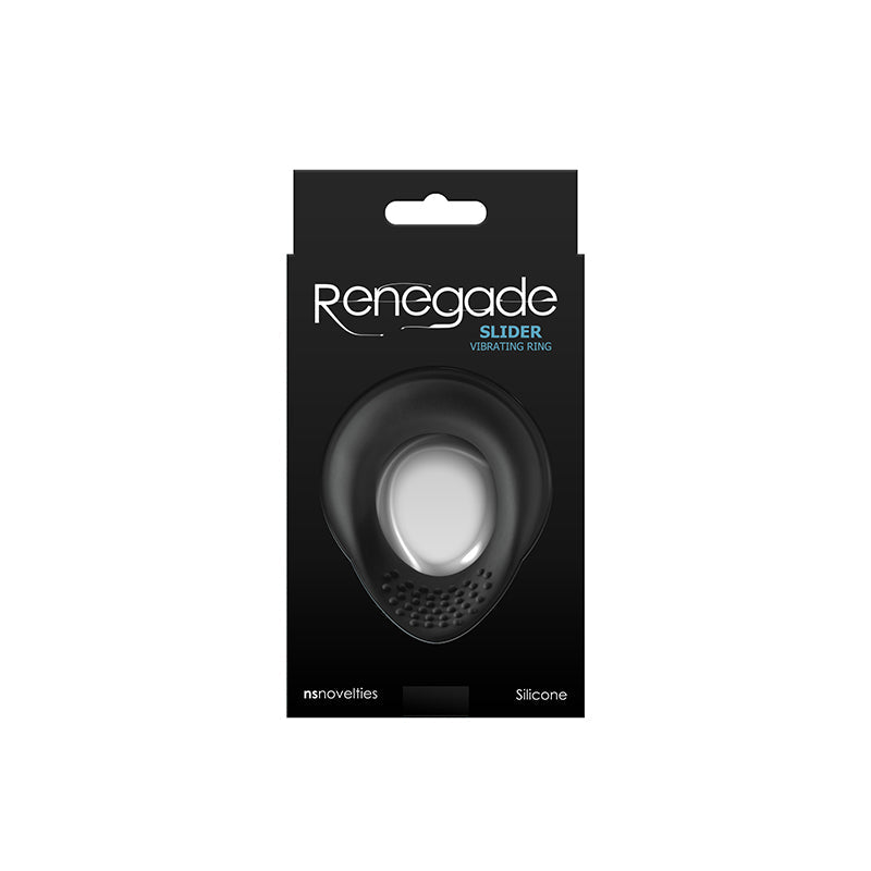 Renegade Slider - Black - Black USB Rechargeable Vibrating Cock Ring NS Novelties