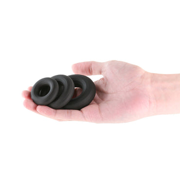 Renegade 3pc Fireman Rings - Black - Black Cock Rings - Set of 3 Sizes NS Novelties