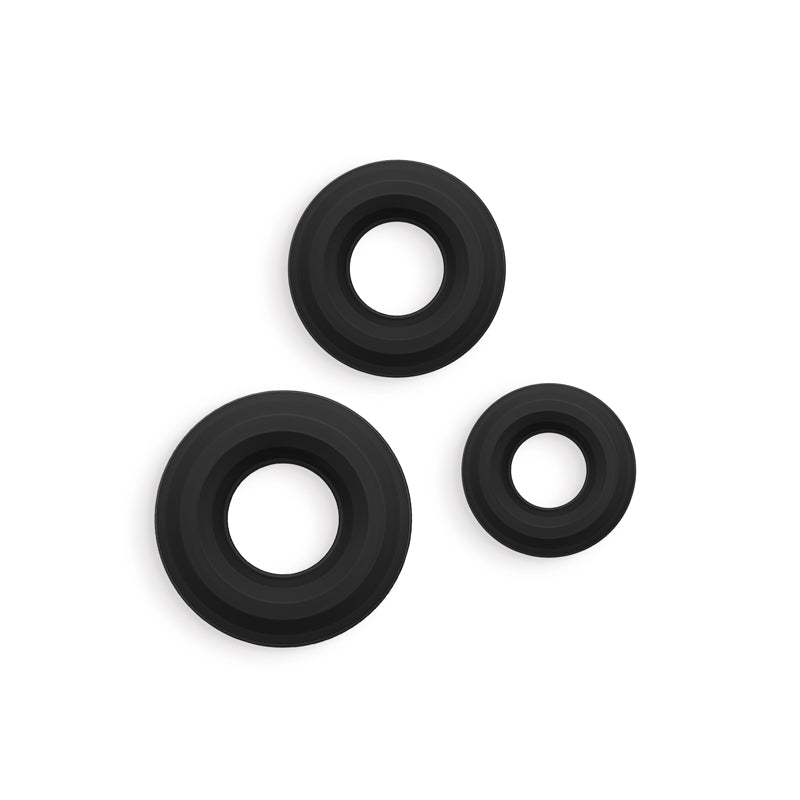Renegade 3pc Fireman Rings - Black - Black Cock Rings - Set of 3 Sizes NS Novelties