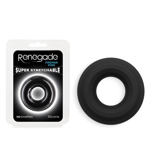 Renegade Fireman Ring - Medium - Black - Black Medium Cock Ring Black - Club X