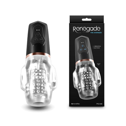 Renegade Avenger - Clear/Black USB Rechargeable Sucking Masturbator NS Novelties