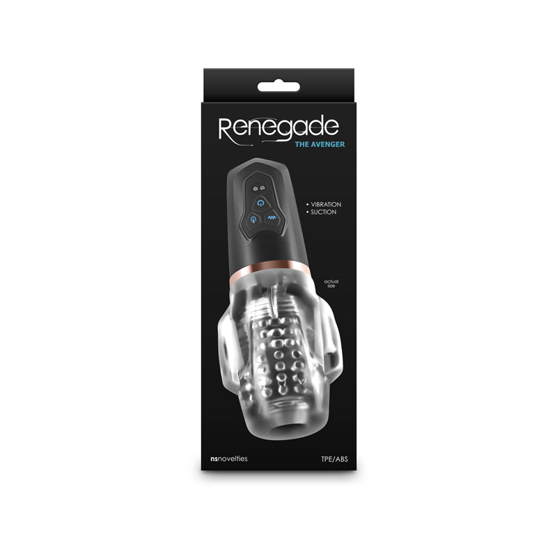Renegade Avenger - Clear/Black USB Rechargeable Sucking Masturbator NS Novelties