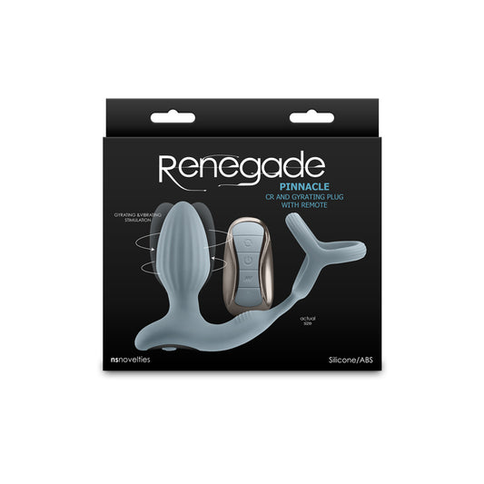 Renegade Pinnacle - Grey - Grey USB Rechargeable Vibrating Butt Plug with Cock Ring Grey - Club X