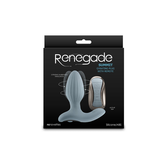 Renegade Summit - Grey - Grey 10.2 cm USB Rechargeable Vibrating Butt Plug with Remote Grey - Club X