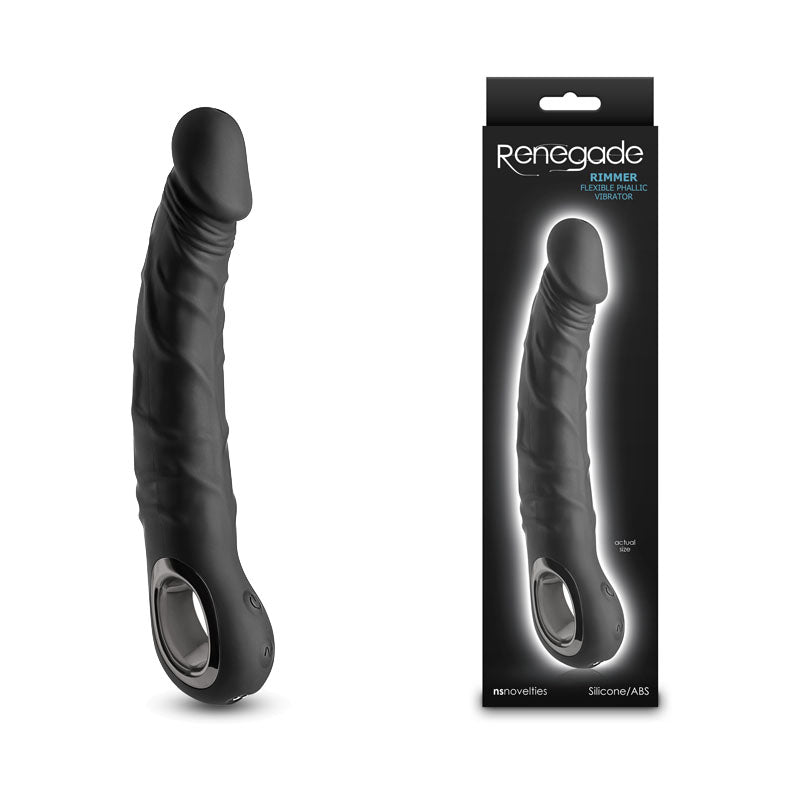 Renegade Rimmer - Black - Black 22 cm USB Rechargeable Vibrator Black - Club X