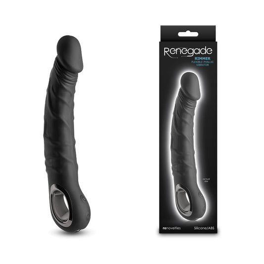 Renegade Rimmer - Black - Black 22 cm USB Rechargeable Vibrator Black - Club X